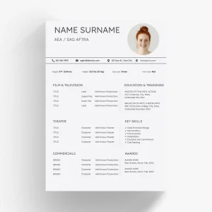 Actor Resume Template for Google Docs