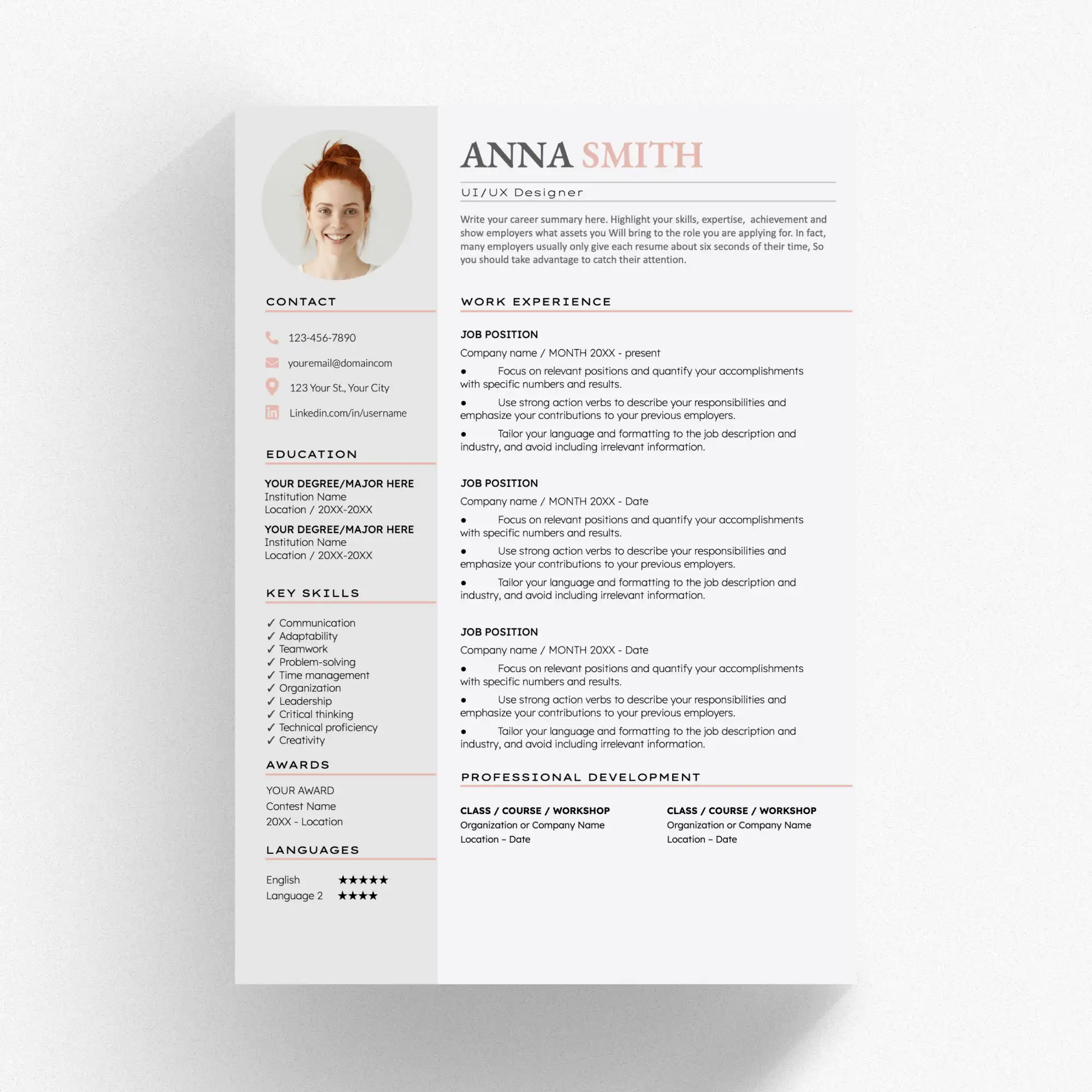 Creative Resume – Template for Google Docs 00038