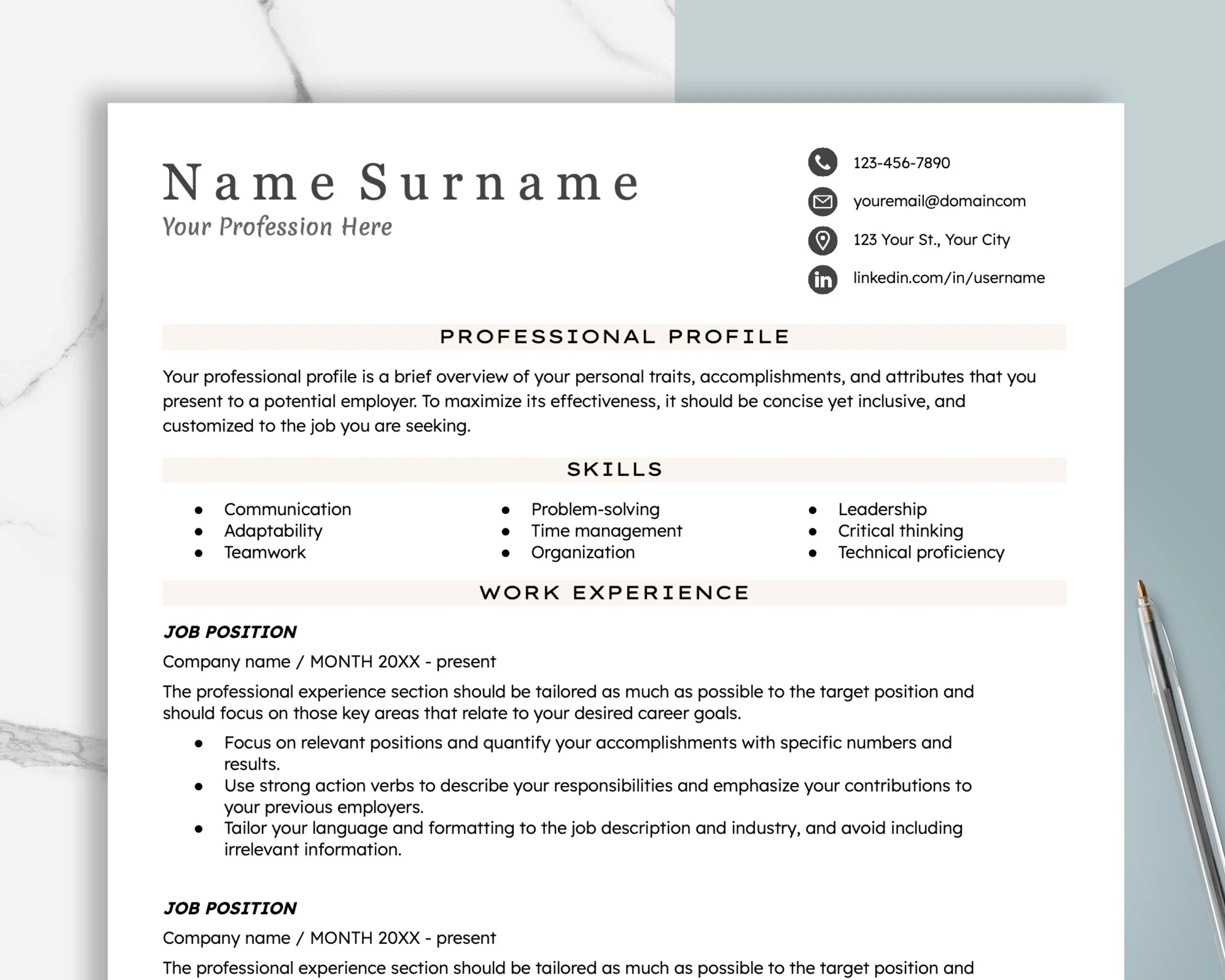 Job Resume - Google Docs Template