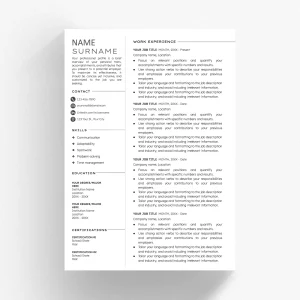 Modern Resume Template Google Docs - A4 Format, MS Word Compatible