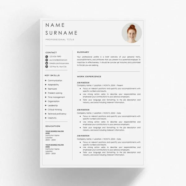 Professional Resume - Google Docs Template, Instant Download