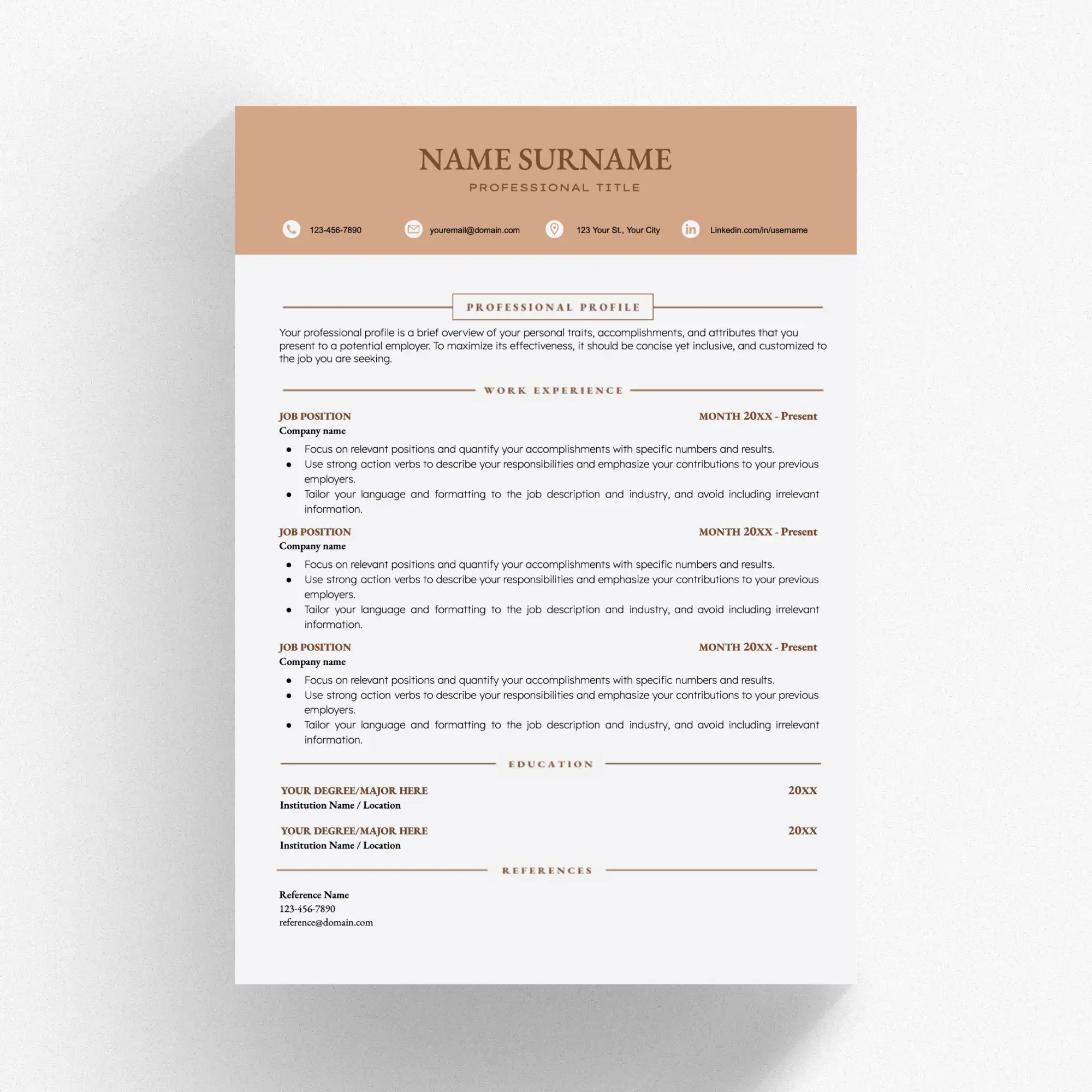 Resume Template Basic for Google Docs and Word 00023