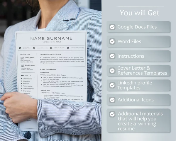 Resume And Cover Letter - Google Docs Templates, Instant Download ️ Oki ...