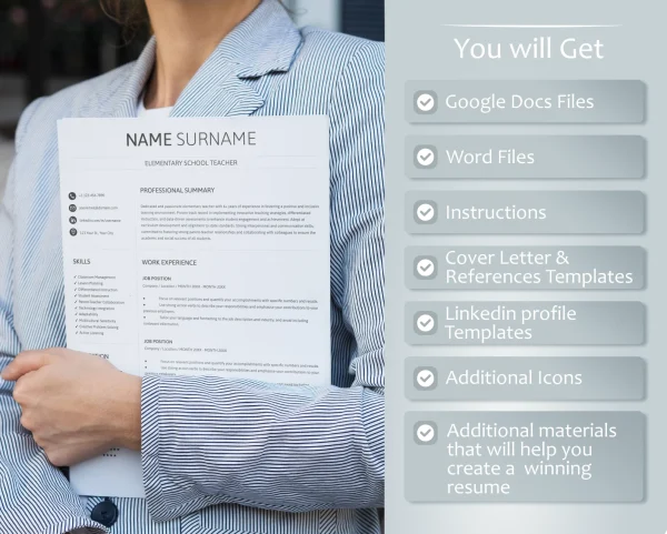 Teacher Resume Template For Google Docs And Word - OkiDocs