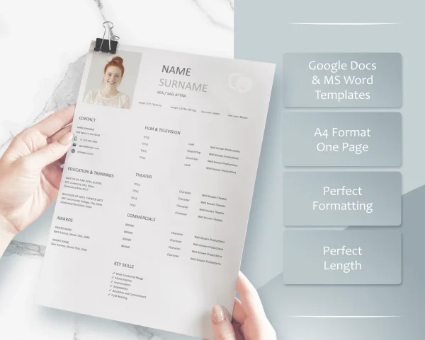 Actor Resume Templates Bundle - 3 Google Docs Templates