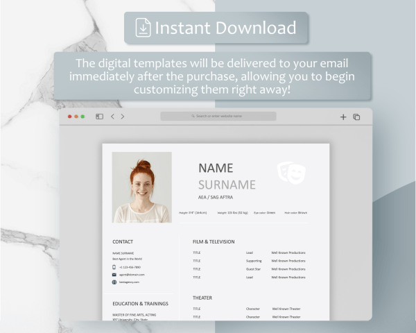 Actor Resume Templates Bundle - 3 Google Docs Templates