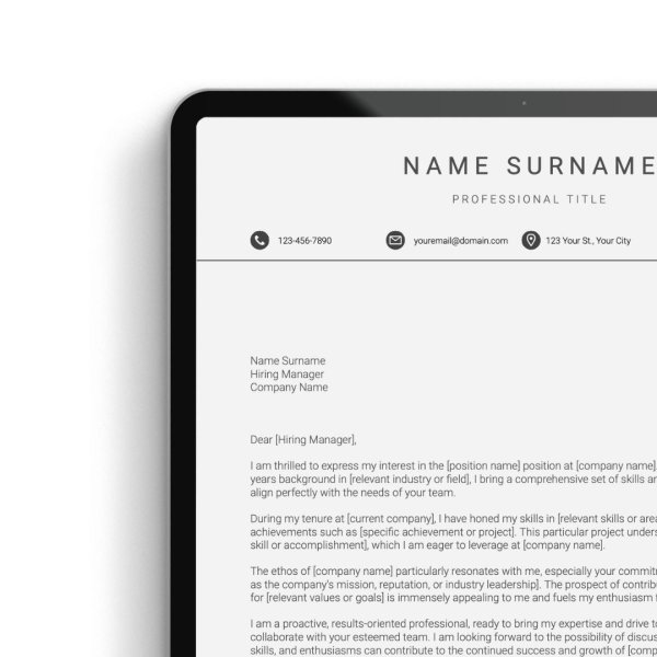 Cover Letter for Resume & References - Google Docs Templates