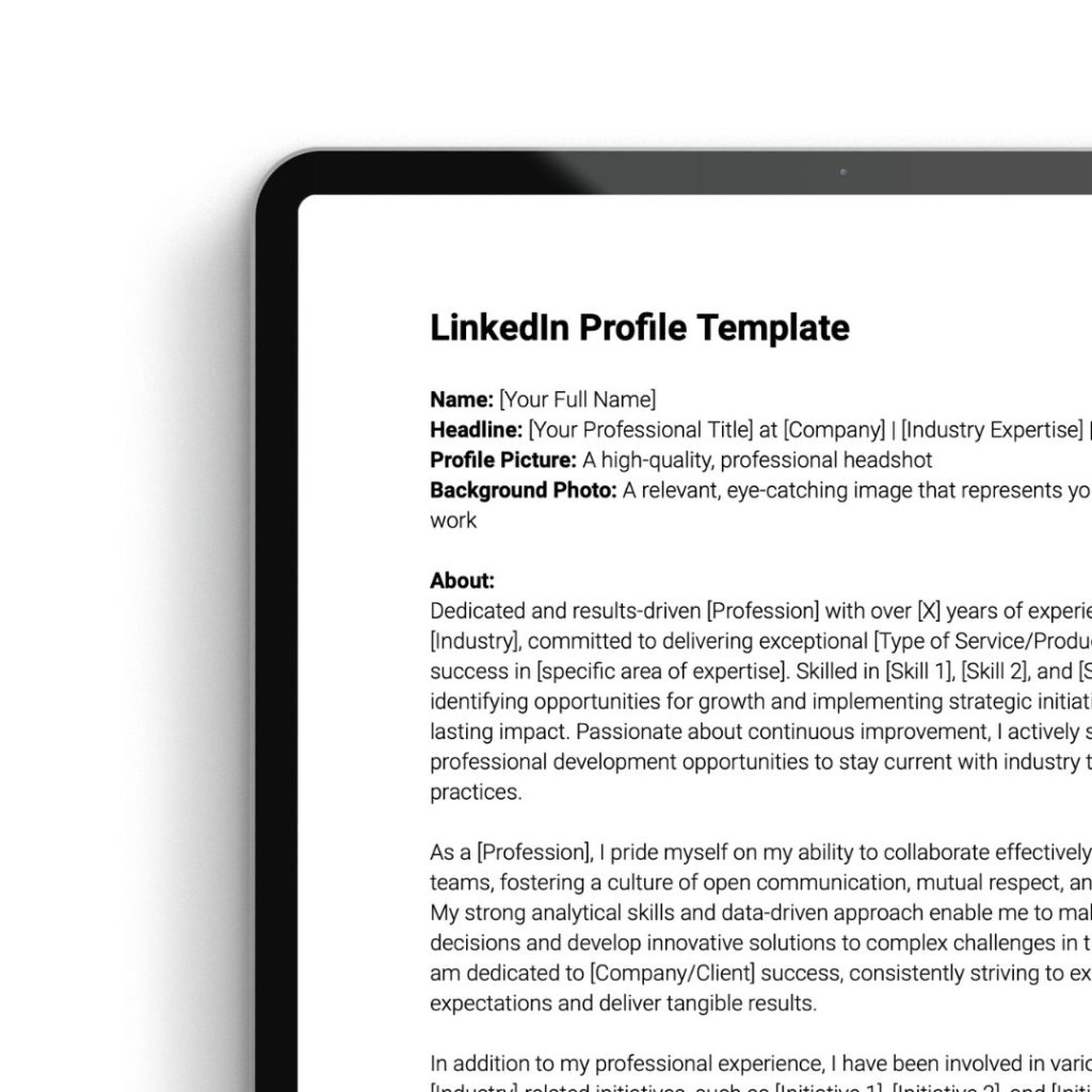 Linkedin profile template additional resume icons bonus okidocs