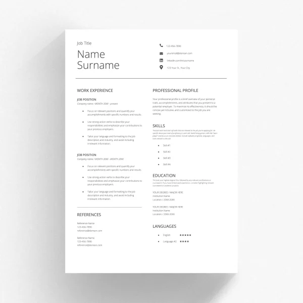 minimal resume templates 00125