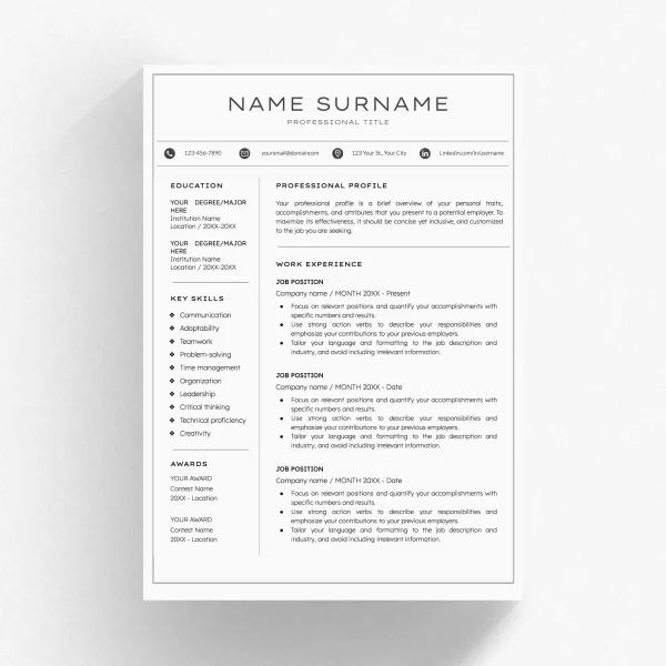 resume two column template 00031