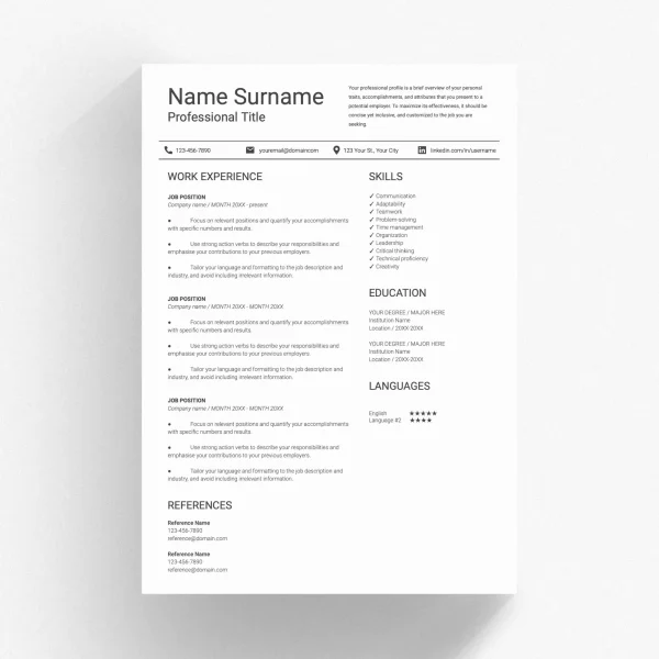 vertical resume template 00037