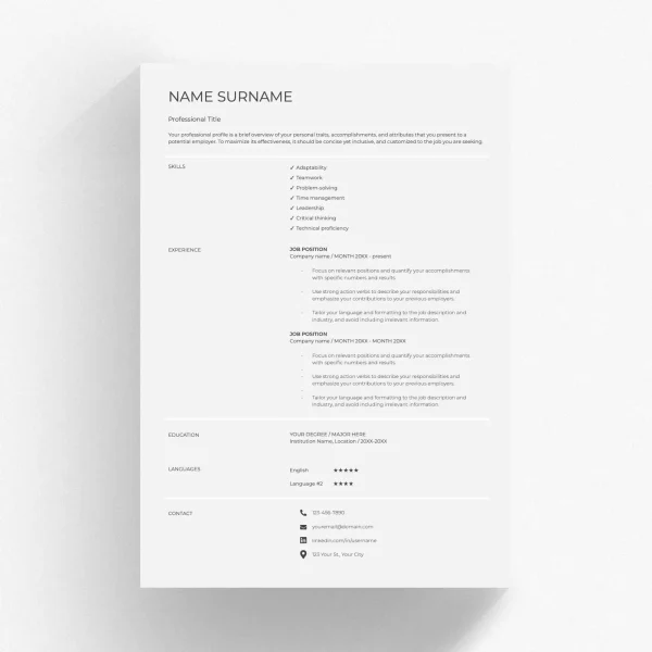 work history resume template 00129