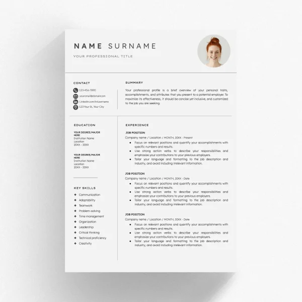 Administrative Assistant Resume Template for Microsoft Word - Office Professional Expert Design