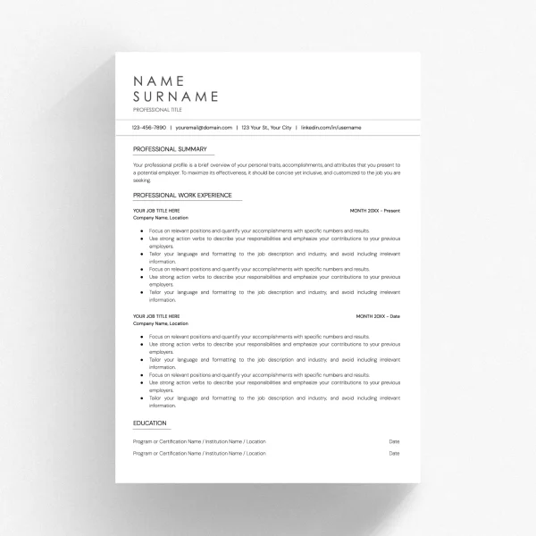 ATS Compatible Resume Template - Universal Fit for Applicant Tracking System Success