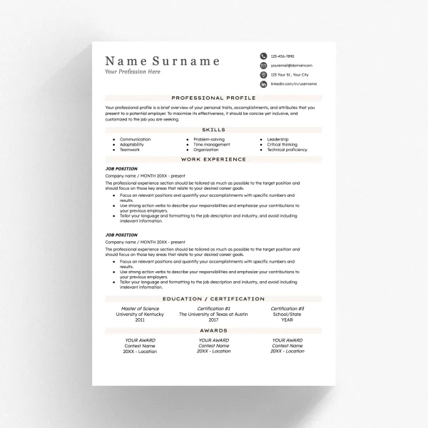 Project Manager Resume Template - Advanced Project Leadership Design for Google Docs & Word