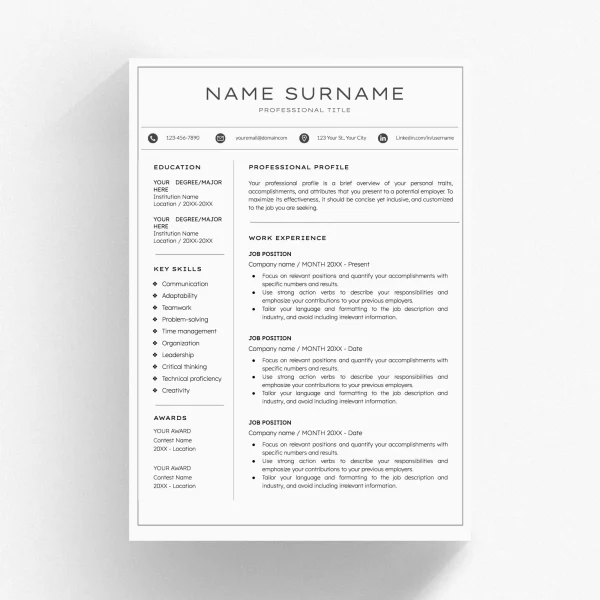 Receptionist Resume Template - Front Office Excellence Design for Google Docs & Word