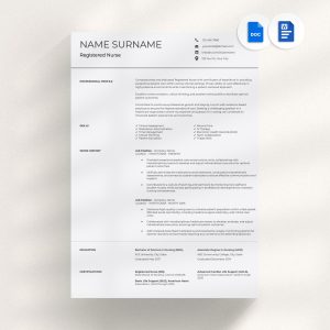 Nursing Resume Template Google Docs Word Registered Nurse Resume Remote Nurse New Grad Nurse Practitioner Resume Template