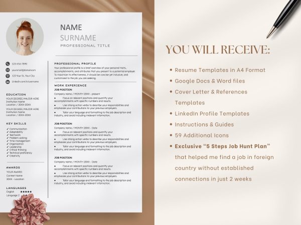 Two Column Resume Template for Google Docs - Image 2