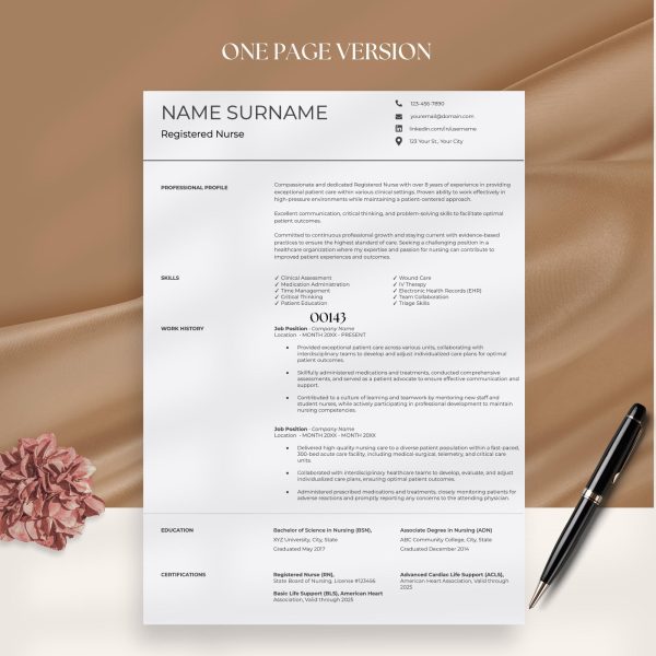 Nursing Resume Template Google Docs Word Registered Nurse Resume Remote Nurse New Grad Nurse Practitioner Resume Template - Image 2