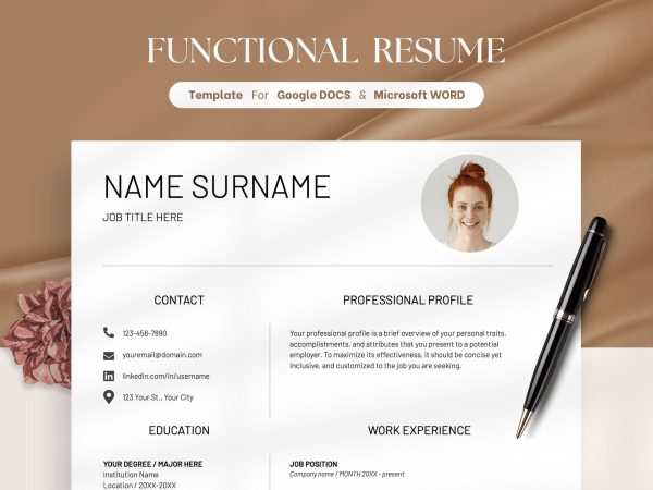 2025 Clean Resume Template For Google Docs Executive ATS Friendly Resume Word Minimalist Simple Modern CV Template Functional Resume