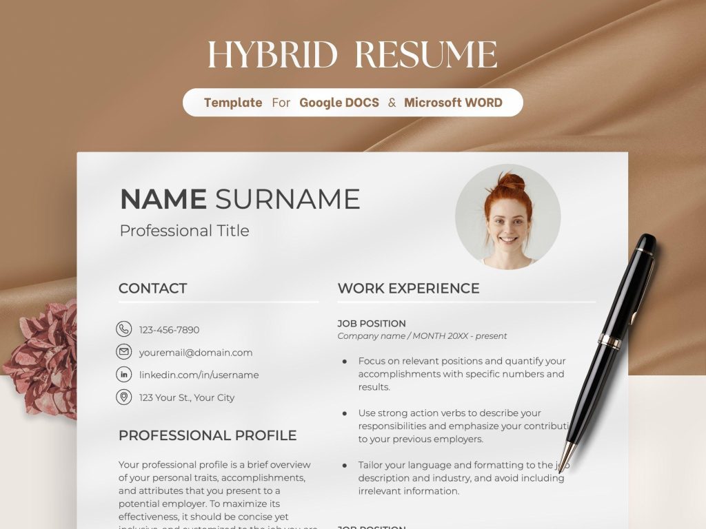 Clean Minimalist Resume Template Google Docs Word Executive Cv Cover ...