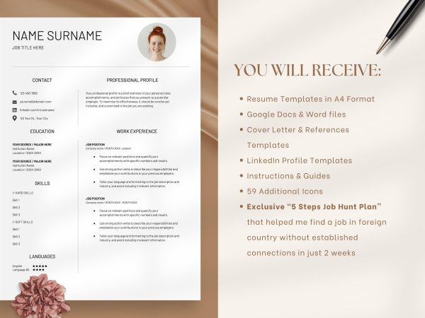 2025 Clean Resume Template For Google Docs Executive ATS Friendly Resume Word Minimalist Simple Modern CV Template Functional Resume - Image 2