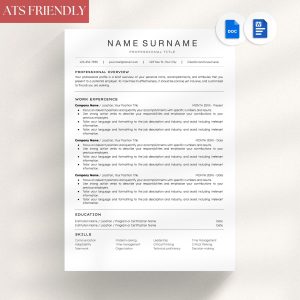 ATS Resume Google Docs Resume Template for Word Clean CV Template Resume and Cover Letter Template Resume template modern