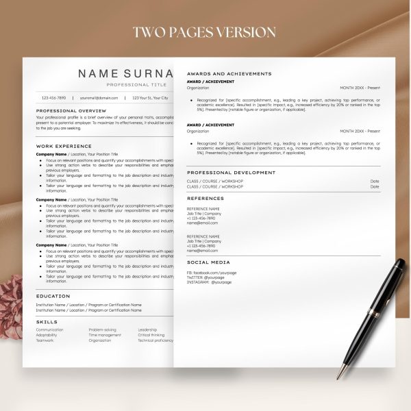 ATS Resume Google Docs Resume Template for Word Clean CV Template Resume and Cover Letter Template Resume template modern - Image 3