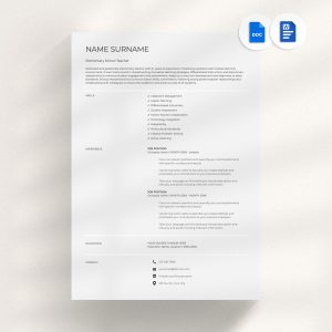 Modern Resume Template for Google Docs Microsoft Word CV Template Resume and Cover Letter Template Word Teacher Resume One Page