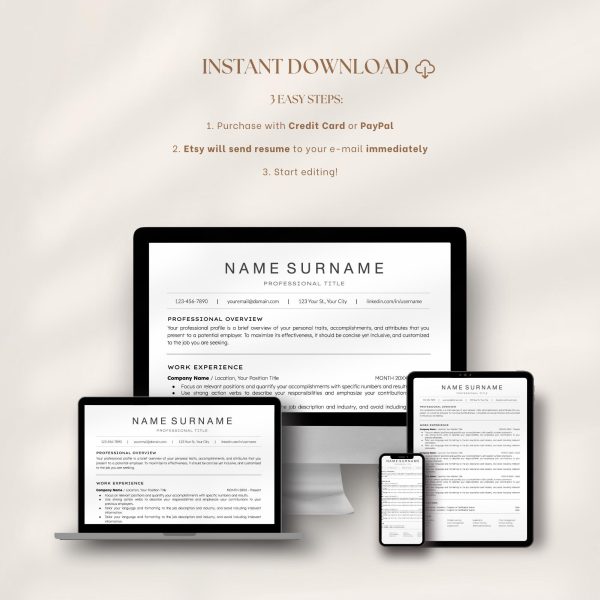 ATS Resume Google Docs Resume Template for Word Clean CV Template Resume and Cover Letter Template Resume template modern - Image 7