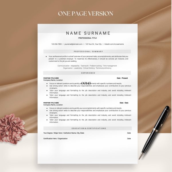 Clean Minimalist Resume Template - Google Docs Word - Executive cv with Cover Letter and Icons Included A4 - Image 2