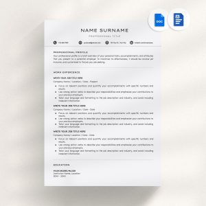 2025 Clean Resume Template Google Docs Simple Modern Creative Template Minimalist Executive Resume