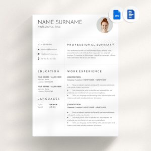 Professional Resume Template for Word and Google Docs - 1 2 3 pages CV Template Clean & Modern Resume Minimalist Resume Lebenslauf