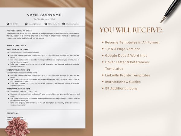 2025 Clean Resume Template Google Docs Simple Modern Creative Template Minimalist Executive Resume - Image 7