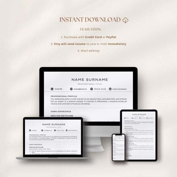 2025 Clean Resume Template Google Docs Simple Modern Creative Template Minimalist Executive Resume - Image 8