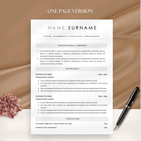 ATS Resume Template ATS Friendly Resume Template Word Resume Template Google Docs Simple Resume Template Resume Template Minimalist - Image 2