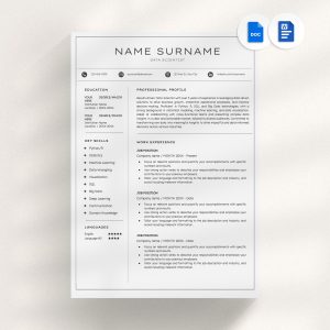 Data Science Resume Template Google Docs - Easy to Use Modern Professional Resume Clean CV Template