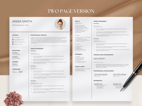 One Page Resume - Google Docs Template MS Word Compatible Instant Download - Image 3