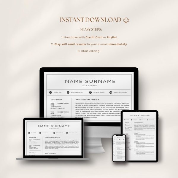 Data Science Resume Template Google Docs - Easy to Use Modern Professional Resume Clean CV Template - Image 7