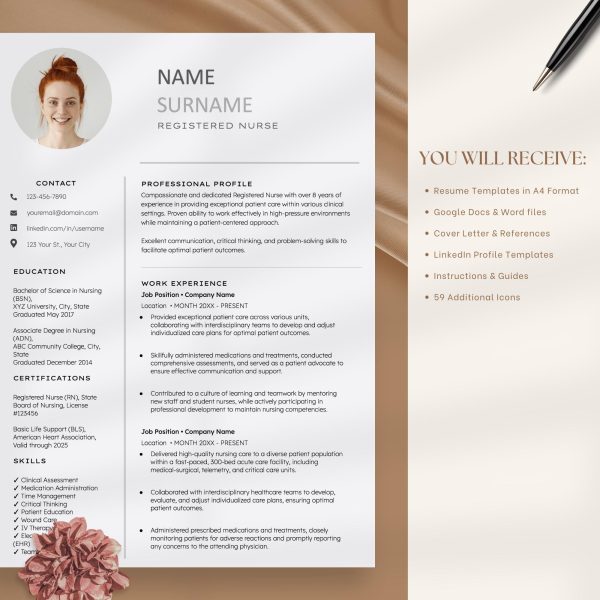Registered Nurse Resume Nursing Student Resume Nurse Resume New Grad Nurse CV Template Medical Medical Assistant Resume Student Nurse - Image 5