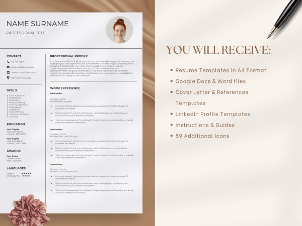 One Page Resume - Google Docs Template MS Word Compatible Instant Download - Image 7
