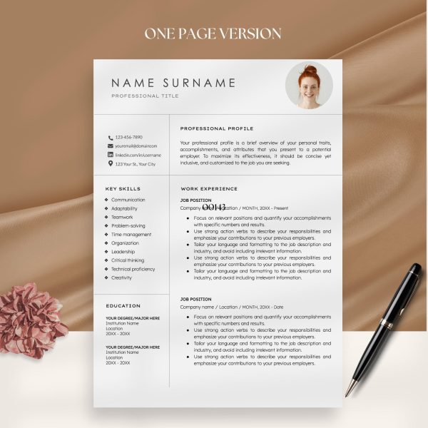 Professional Resume Template Google Docs Word Cover Letter & References Template Modern Minimalist CV Template Executive Resume - Image 2