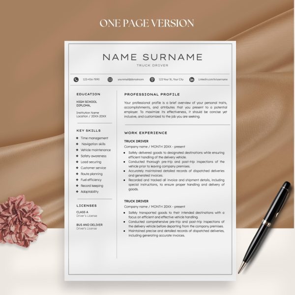 Resume Template for Truck Driver - Made in Google Docs CV Template For Delivery Driver - Image 2