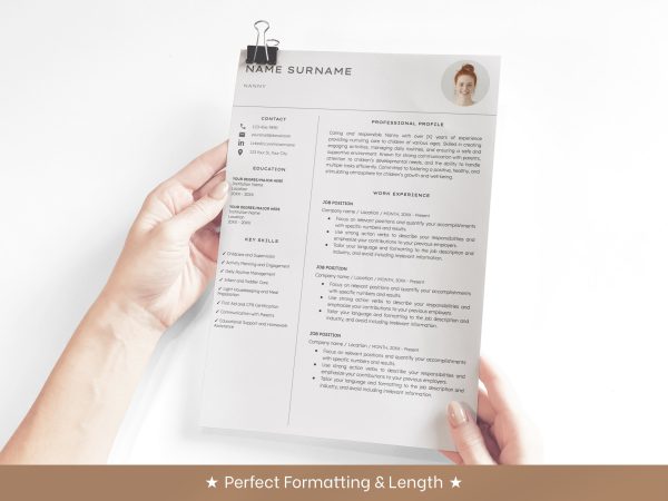 Nanny Resume Template - Professional Designs for Nannying Babysitting and Self-Employed Nannies Google Docs and Word - Image 6