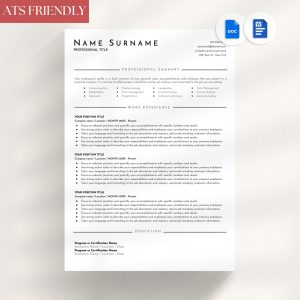 Clean Resume Template For Google Docs Executive ATS Friendly Resume Template Word Minimalist Simple Creative Modern CV Template Pages