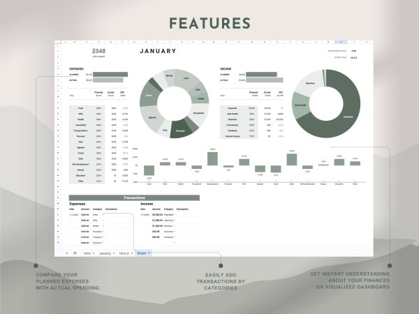 Budget By Paycheck Budget Spreadsheet Financial Planner Template Google Sheets Monthly Tracker Weekly Biweekly Bill Expenses Savings Debt - Image 5