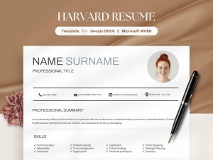 Resume Template for Microsoft Word and Google Docs Cover Letter and References Resume Template Instant Download Harvard Resume Template