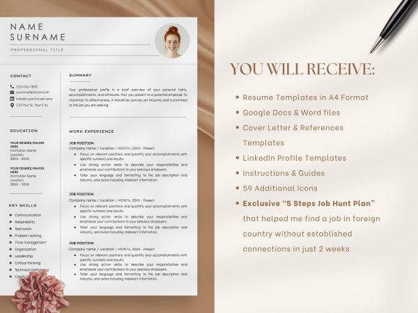 Computer Science Resume Resume for Developer ATS Friendly Tech Resume Template for Google Docs & Word Modern Minimalist Resume - Image 2