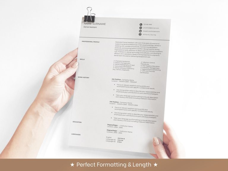 Single Page Resume Template – Condensed Format For A Quick And ...