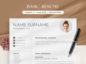 ATS Friendly Resume Template Word Google Docs Ats Resume Ats Cv Resume Template Minimalist Resume Simple Resume Basic Resume